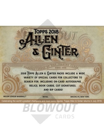 2018 Topps Allen & Ginter Baseball Blaster 16 Box Case 