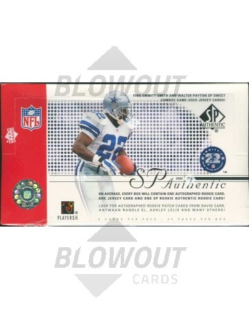 2002 Upper Deck SP Authentic Football Hobby 12 Box Case