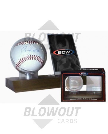 BCW Woodbase Baseball and Card Holder (Real Walnut) - 24ct Case